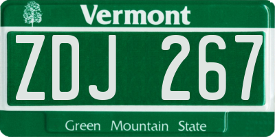 VT license plate ZDJ267