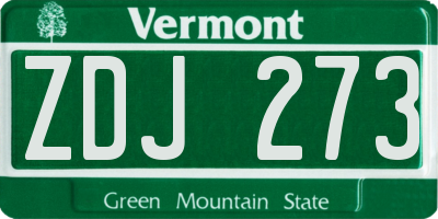 VT license plate ZDJ273