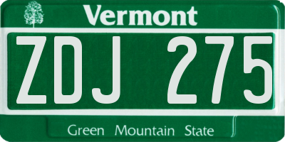 VT license plate ZDJ275