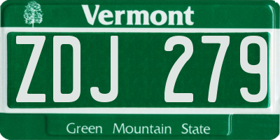 VT license plate ZDJ279