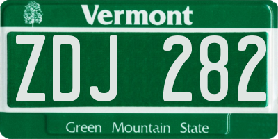 VT license plate ZDJ282