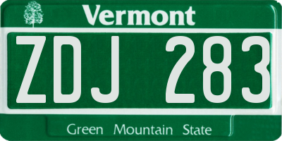 VT license plate ZDJ283