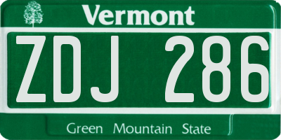 VT license plate ZDJ286