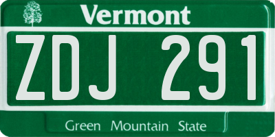 VT license plate ZDJ291