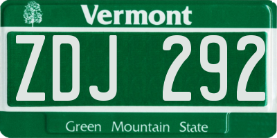 VT license plate ZDJ292