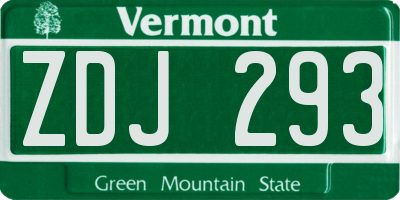 VT license plate ZDJ293