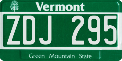 VT license plate ZDJ295