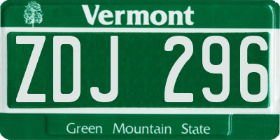 VT license plate ZDJ296