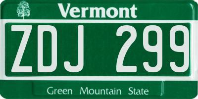 VT license plate ZDJ299