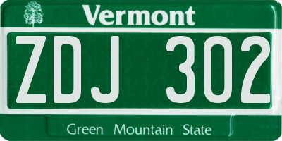 VT license plate ZDJ302