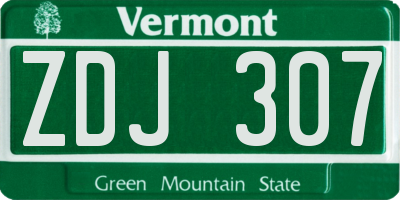 VT license plate ZDJ307