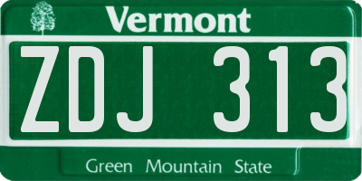 VT license plate ZDJ313
