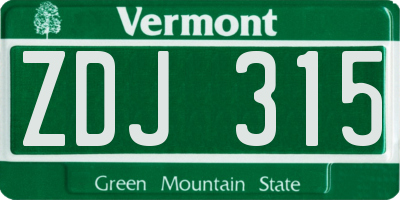 VT license plate ZDJ315
