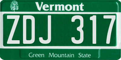 VT license plate ZDJ317