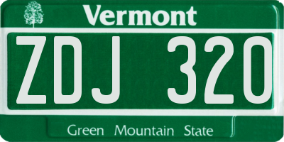 VT license plate ZDJ320
