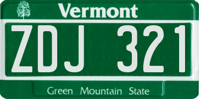 VT license plate ZDJ321
