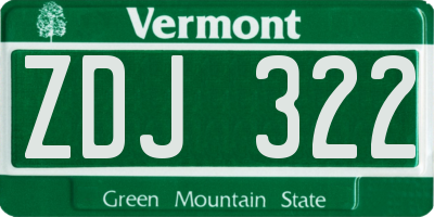 VT license plate ZDJ322
