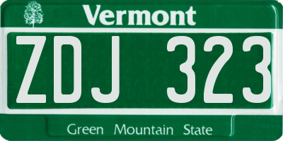 VT license plate ZDJ323