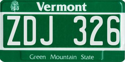 VT license plate ZDJ326
