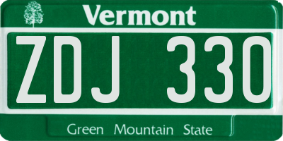VT license plate ZDJ330