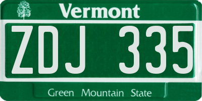 VT license plate ZDJ335