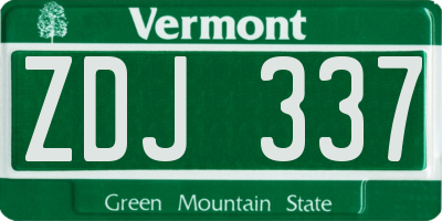 VT license plate ZDJ337
