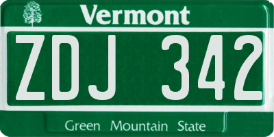VT license plate ZDJ342