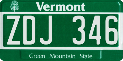 VT license plate ZDJ346
