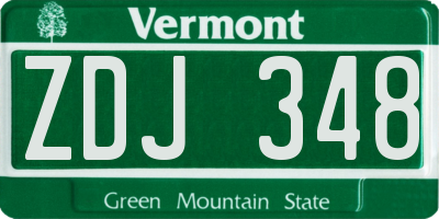 VT license plate ZDJ348