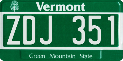 VT license plate ZDJ351
