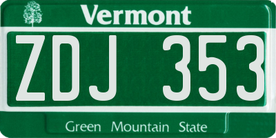 VT license plate ZDJ353