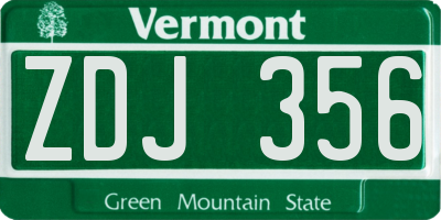 VT license plate ZDJ356