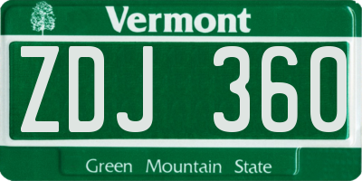 VT license plate ZDJ360