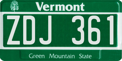 VT license plate ZDJ361