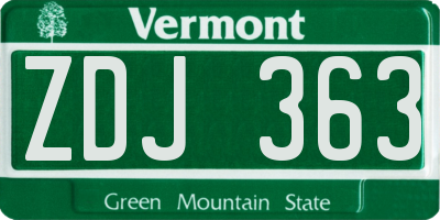 VT license plate ZDJ363