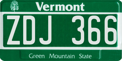 VT license plate ZDJ366