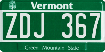 VT license plate ZDJ367