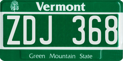 VT license plate ZDJ368
