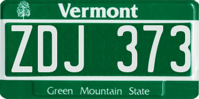 VT license plate ZDJ373
