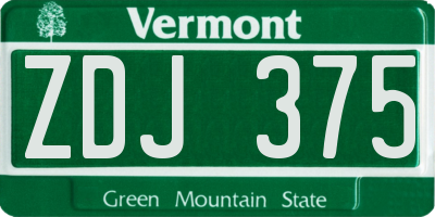 VT license plate ZDJ375