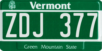 VT license plate ZDJ377