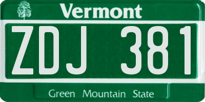 VT license plate ZDJ381