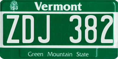 VT license plate ZDJ382