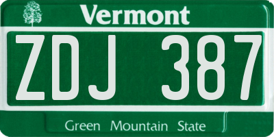 VT license plate ZDJ387