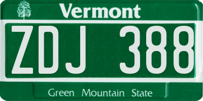 VT license plate ZDJ388