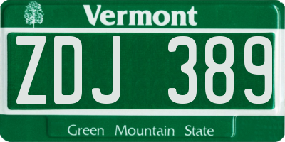 VT license plate ZDJ389