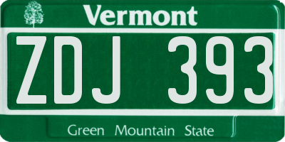 VT license plate ZDJ393