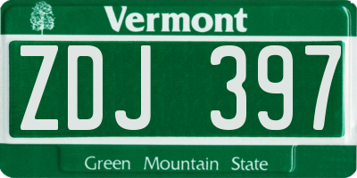 VT license plate ZDJ397