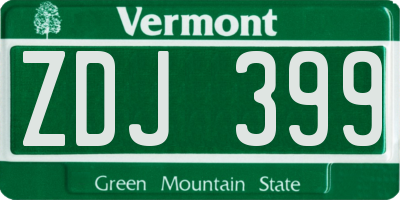 VT license plate ZDJ399
