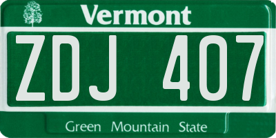 VT license plate ZDJ407